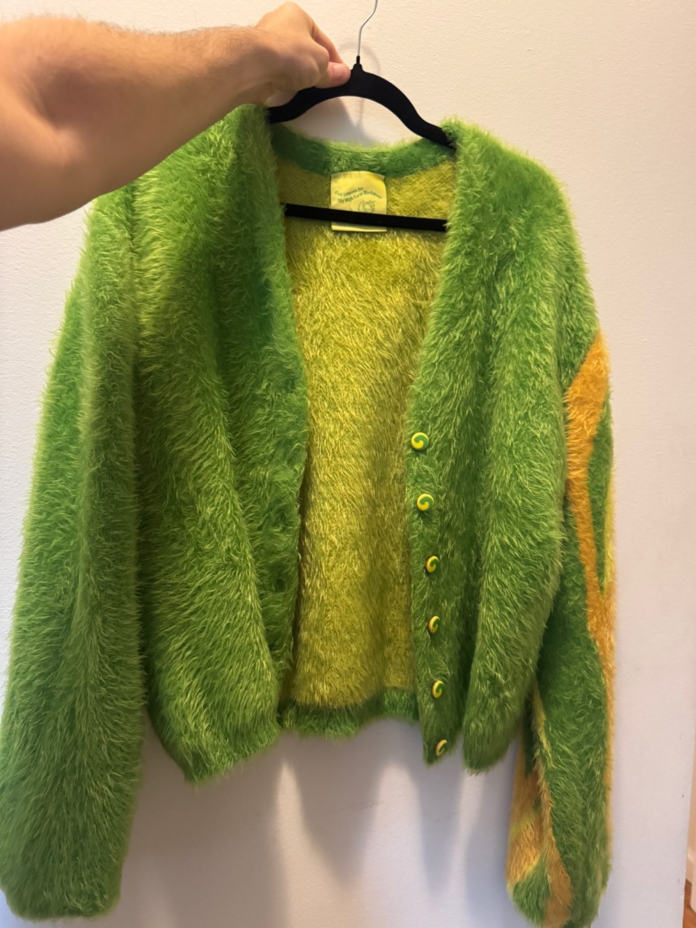 Sky High Farm fuzzy green/yellow cardigan